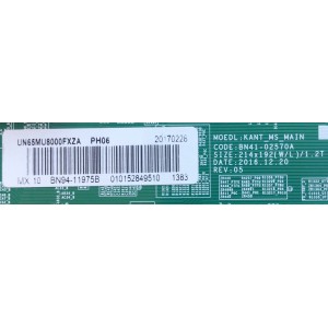 MAIN PARA SMART TV SAMSUNG / NUMERO DE PARTE BN94-11975B / BN41-02570A / BN97-12884B / BN9411975B / PANEL CY-SM065FLAV6H / DISPLAY BN96-42074A / T650QVR07.3 / MODELO UN65MU8000FXZA AA02	